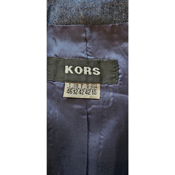 Vintage KORS -Michael Denim Blazer Jacket Leather Buttons Made in Italy Women 10 - Picture 9 of 12